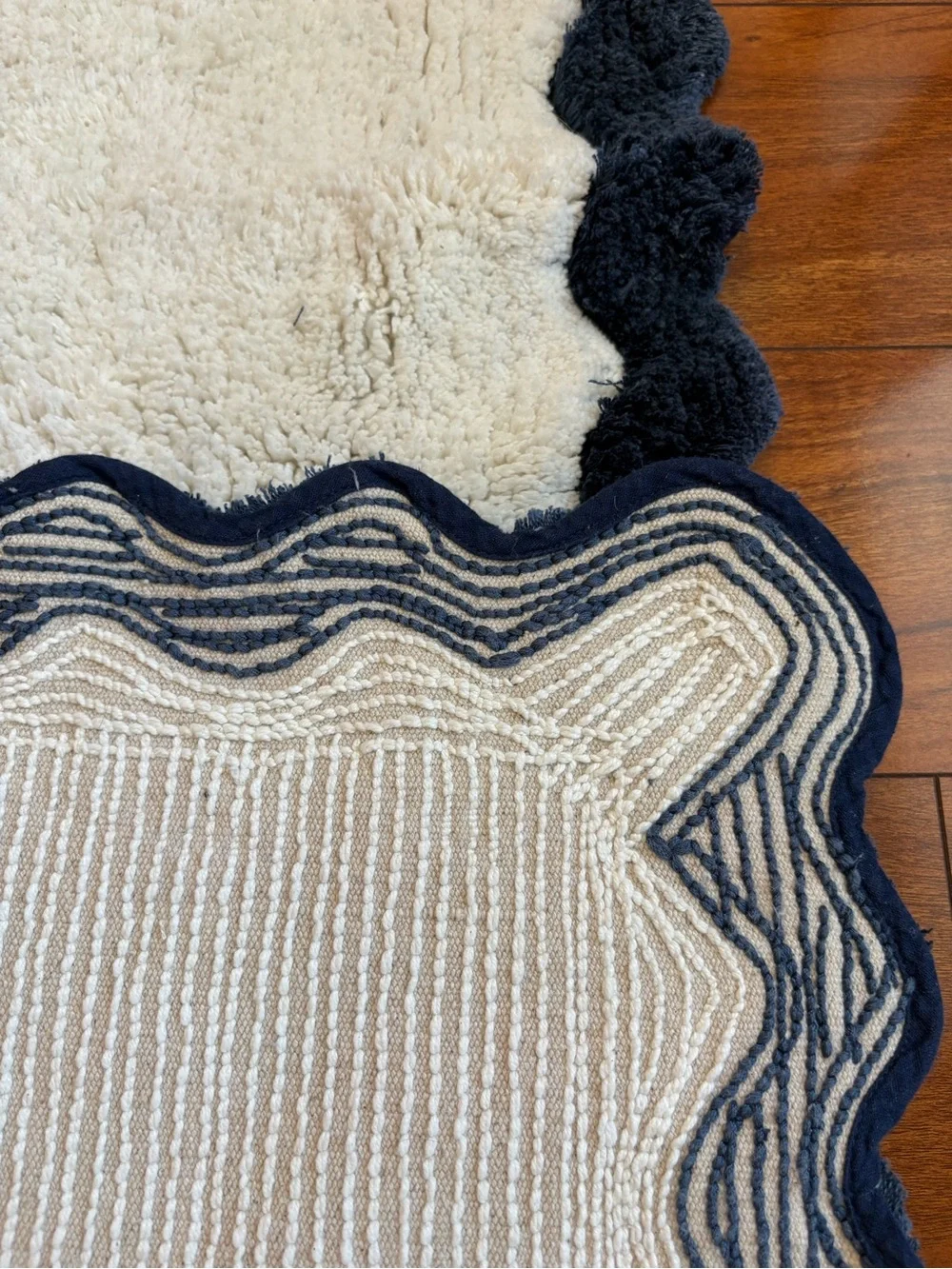 NWT Anthropologie Navy Trim White Bath Runner